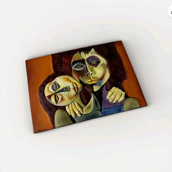Tile Sculpture Ceramic Pottery La Ternura Oswaldo Guayasamin Ecuador 3D Modern - Picture 3 of 13